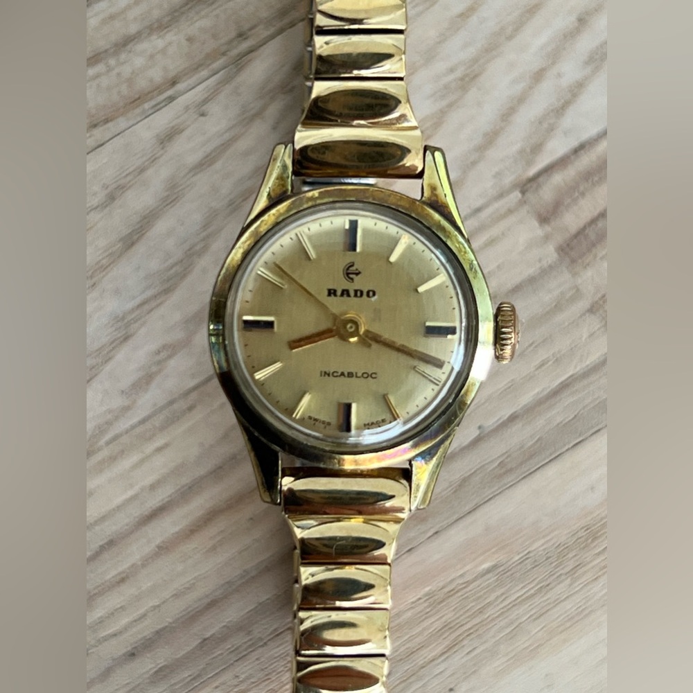RADO Ladies Watch Super Rare Gold Plated Vintage Mechanical Stretch Bracelet